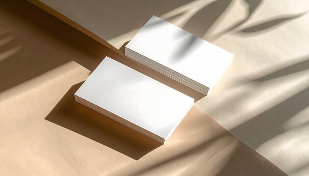 Modern business card mockup with sharp cinematic shadows and natural light