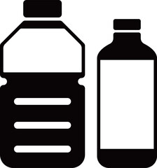 複数のペットボトルのアイコン　モノトーン