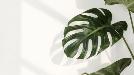 Realistic Monstera Shadow Overlay with Tropical Sunlight on White Background