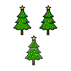 Decorated Christmas Trees With Star Top