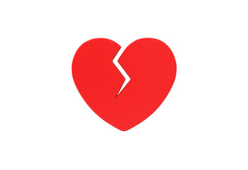 Fototapeta premium broken heart front view without shadow 3d render