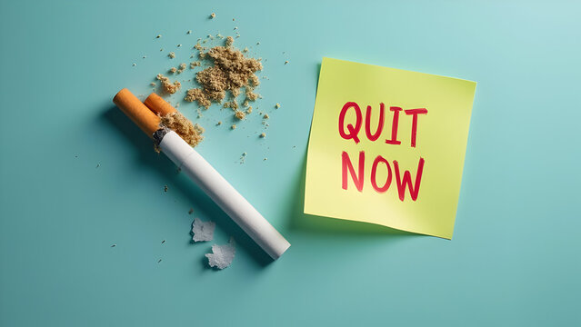 Motivational reminder to quit smoking with broken cigarette. - Powered by Adobe
