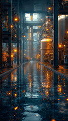Fototapeta premium Illustrate a cyberpunk energy core inside a dark control room wallpaper