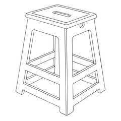 Illustration of a step stool simple step stool in a simple, elegant design, perfect for household or furniturethemed projects