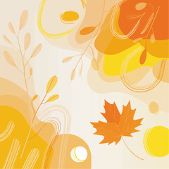 Autumnal Hues Abstract with Maple Leaf A Serene Dance of Nature's Palette, Evoking Tranquility and Warmth Through Flowing Lines and Gentle Forms in a Meditative Composition