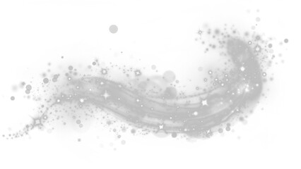 Ethereal silver glitter swirl overlay with sparkling stars and soft bokeh effects, perfect for creative design projects and enhancing visual storytelling with copy space
