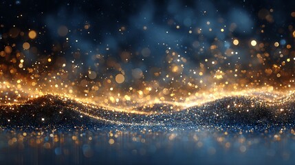 Christmas shiny background with glittering golden and blue bokeh lights festive abstract sparkle backdrop for holiday cards banners social media headers product display and elegant winter celebration