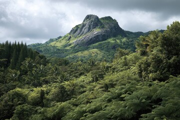 Fototapeta premium Fiji Forest. Lush Greenery and Exotic Ferns in the Forest of Viti Levu, Oceania