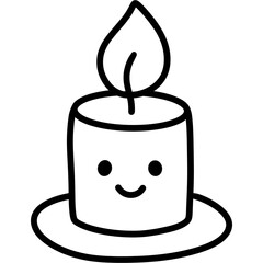 Cute candle with happy face and flame on plate for halloween celebration