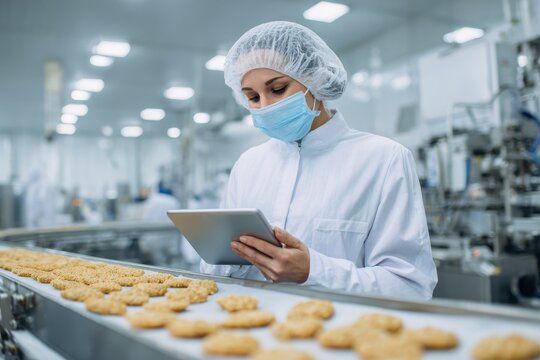 Food Health Inspector: Checking Cookie Quality on Factory Conveyor with Tablet