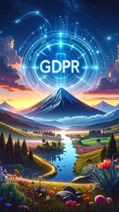 Fototapeta premium Digital landscape, GDPR concept