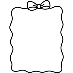 Decorative wavy line art frame with bow on top for elegant design or invitation
