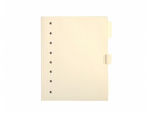 A beige planner insert with holes for rings, and two tabs for organization