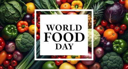 World food day concept with fresh vegetables and fruits background