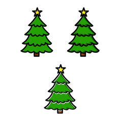 Symmetrical Evergreen Trees And Star