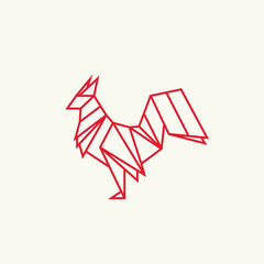 Geometric Rooster Logo Vector Design Line Art Style