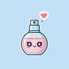 adorable kawaii pAdorable kawaii perfume bottle illustration with cute faceerfume.eps