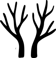 Witches forest silhouette with bare tree branches creating spooky atmosphere