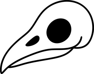 Witches forest symbol with stylized bird skull design in dark monochrome