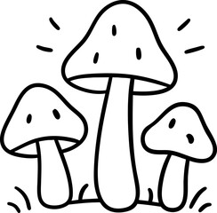 Witches forest mushrooms glowing with magic in mysterious witches forest scene