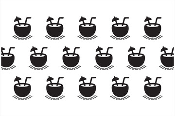 Tropical Coconut Cocktail Vector Pattern for Summer and Beach Projects