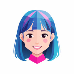 Young Woman With Blue Hair And Pink Shirt.