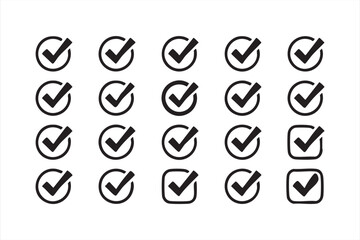 Black and White Checkmark Icon Collection for Approval and Validation Design