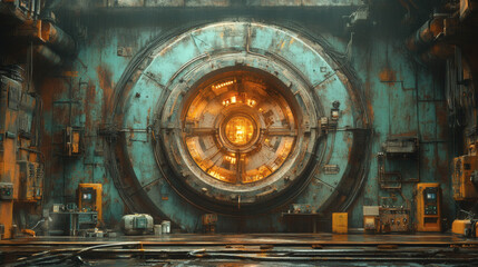 Fototapeta premium Render a futuristic factory floor with AI-powered machines