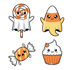 set of funny cartoon monsters