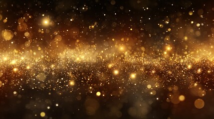 Obraz premium Golden bokeh glitter awards background with sparkling light, luxury celebration backdrop for trophy ceremony, success recognition, festive party decor, abstract shimmer with copy space