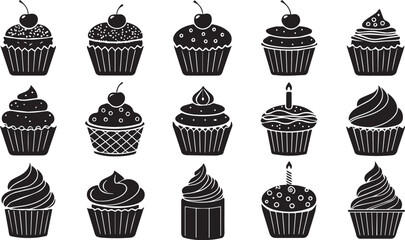 Birthday cake icon vector collection