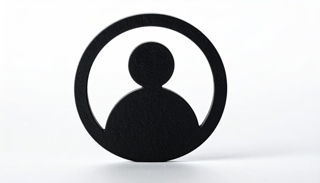 A minimalist black silhouette of a person inside a circle, casting a shadow