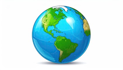 Fototapeta premium A vibrant, glossy 3D rendering of Earth showcasing continents and oceans