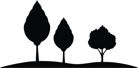 The nature decorated with the silhouettes of trees boasting on transparent background