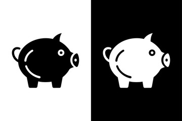 Financial Savings Piggy Bank Black and White.