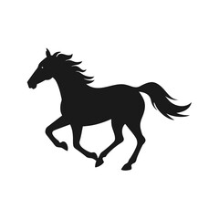 Obraz premium Black silhouette of a galloping horse on a white background