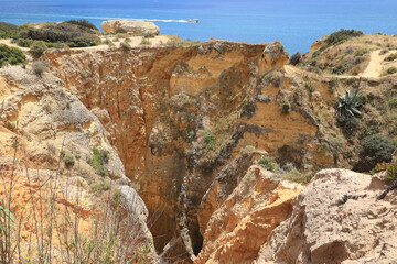 Sandstone cliffs of the Algarve, Albufeira, Portugal