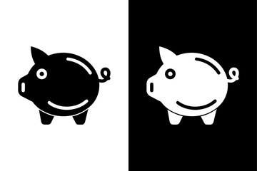 Savings Piggy Bank Symbol Minimal Black White.