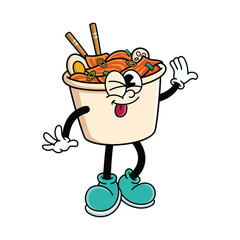 Happy Kimchi Cup Mascot Cartoon Illustration