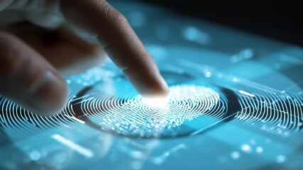 Exploring authentication methods with a focus on cybersecurity through fingerprint recognition technology in a digital interface - Powered by Adobe