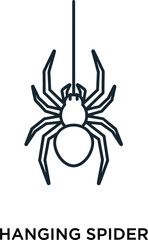 Creepy Crawly Detailed Hanging Spider Outline Icon Halloween Decorations Scary Bug Arachnid Designs
