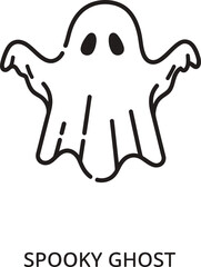 Fototapeta premium Spooky Ghost Silhouette Halloween Character Illustration Clip Art Ghostly Spirit Icon Vector Design