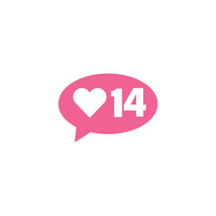 Pink bubble Button Like Icon Vector design. Illustration Love like social media feed.