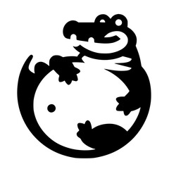 Cute crocodile logo silhouette