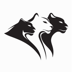 Triple Puma Head Logo Vector for Athletic Team or Esports Brand on white background © Imam