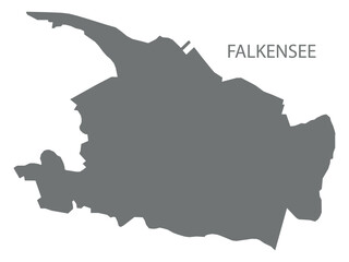 Falkensee city map with boroughs grey illustration silhouette shape
