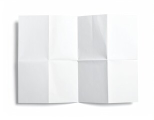 Overhead view of an unfolded, plain white paper, neatly creased into eight sections