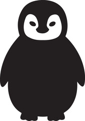 Obraz premium silhouette black and white cartoon penguine baby