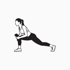 Vector art of woman performing a lunge exercise with a dumbbell