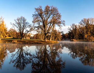 Lakeside trees in autumn